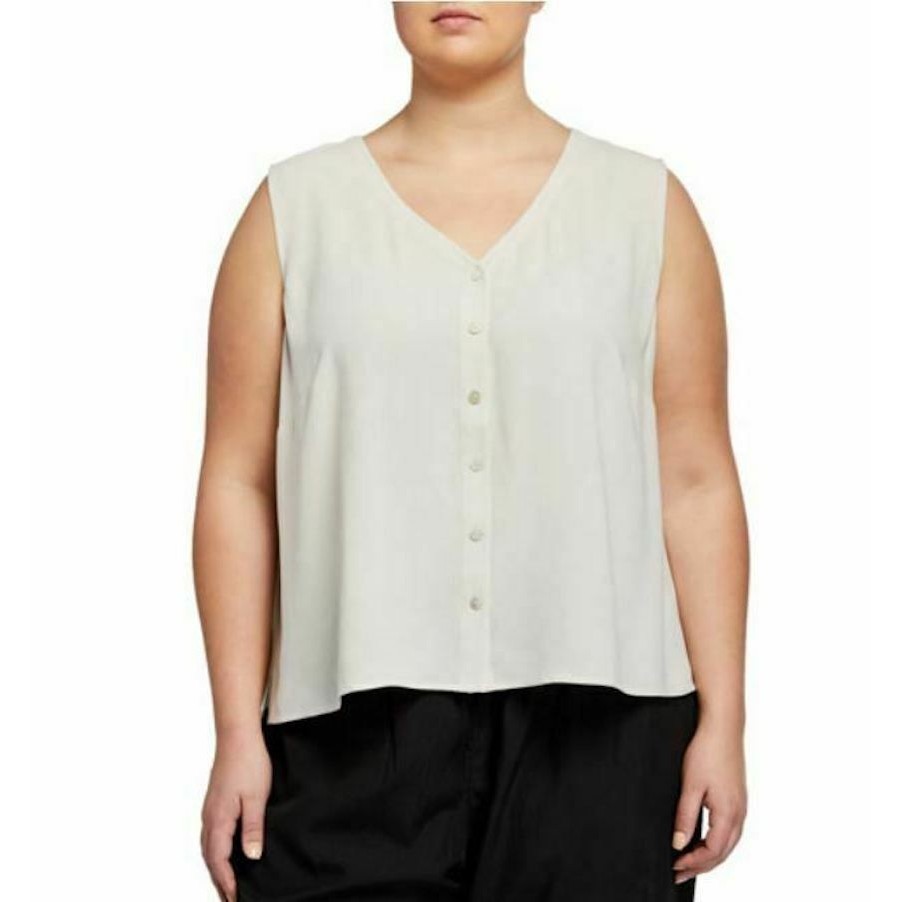 Eileen Fisher Plus Sleeveless Silk Georgette Top